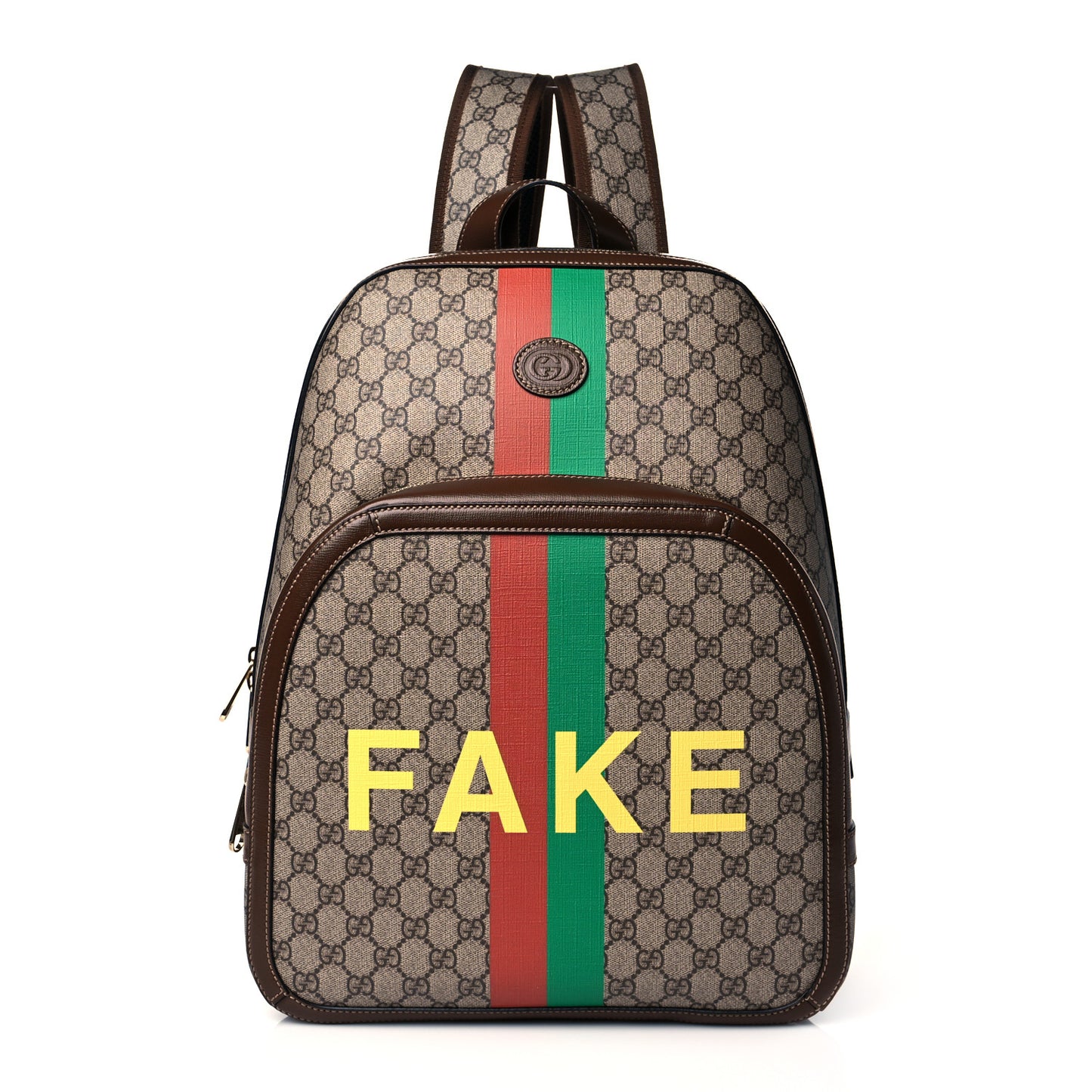 GG Supreme Monogram Azalea Calfskin Fake/Not Retro Interlocking G Day Backpack Beige Ebony Brown Sugar