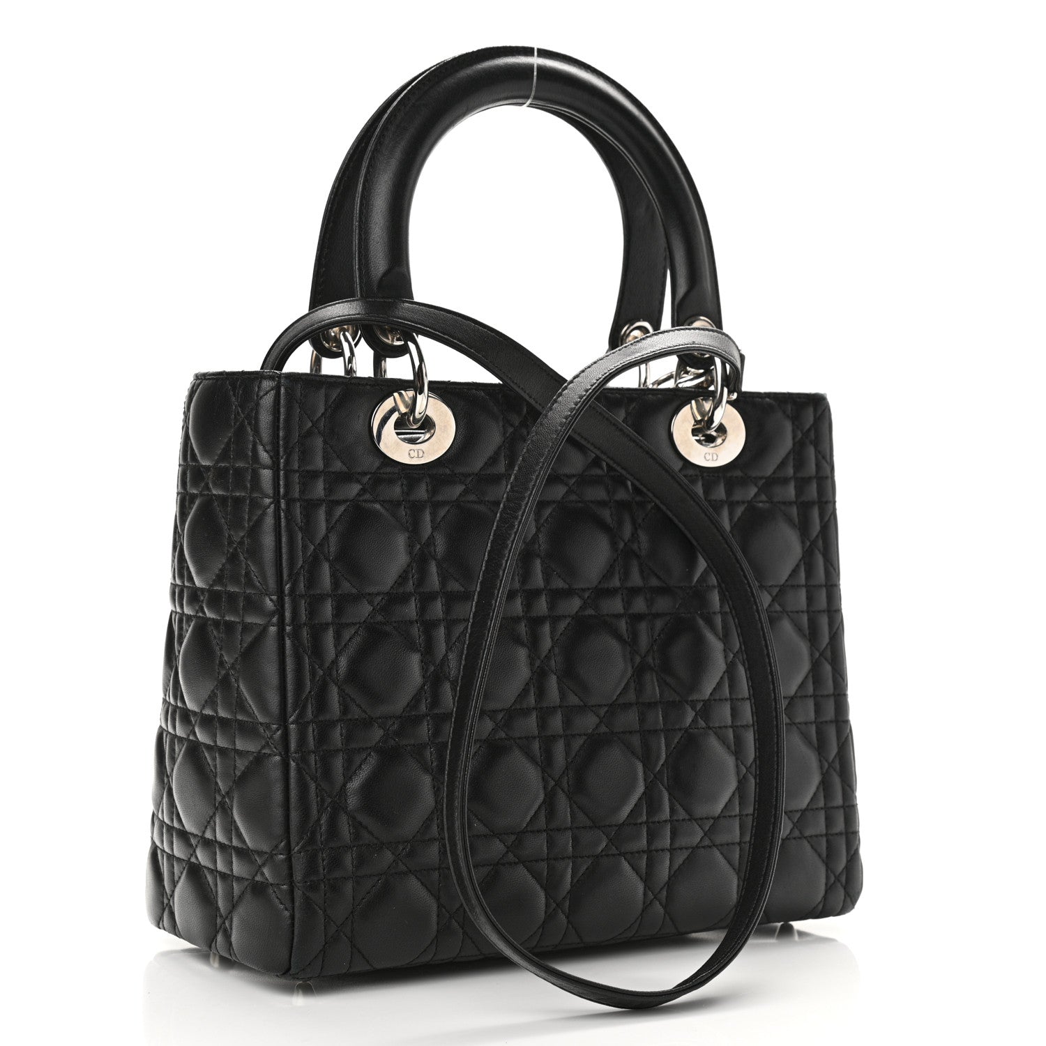 Christian Dior Lambskin Cannage Medium Lady Dior Black 2 of 10