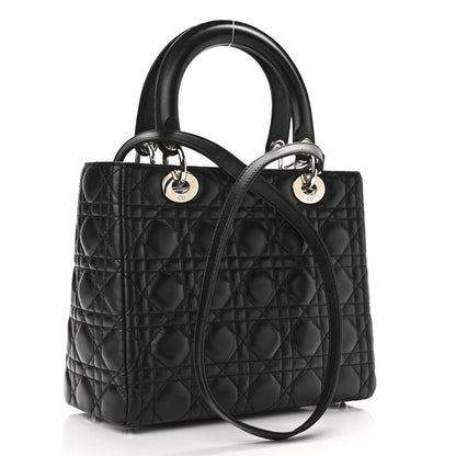 Christian Dior Lambskin Cannage Medium Lady Dior Black 2 of 10