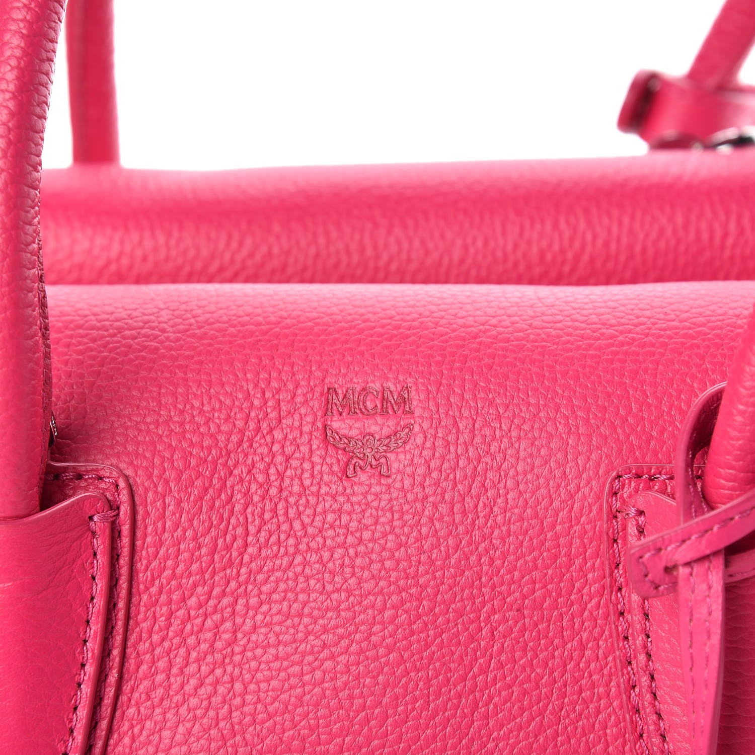 MCM Grained Calfskin Medium Milla Tote Beetroot Pink 6 of 9