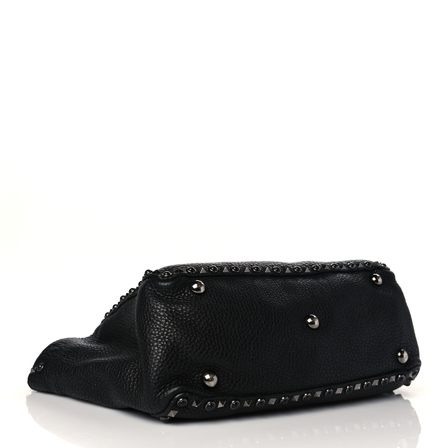 Valentino Garavani Grained Calfskin Onyx Medium Rockstud Rolling Tote Black 3 of 8