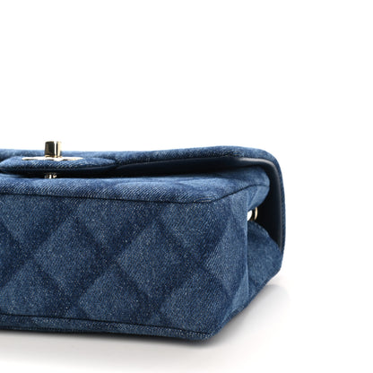 Chanel Printed Denim Quilted Mini Rectangular Flap Dark Blue 11 of 11