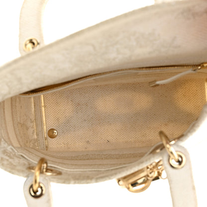 Christian Dior Canvas Embroidered Jardin D'Hiver Medium Lady D-Lite White Gold 5 of 14