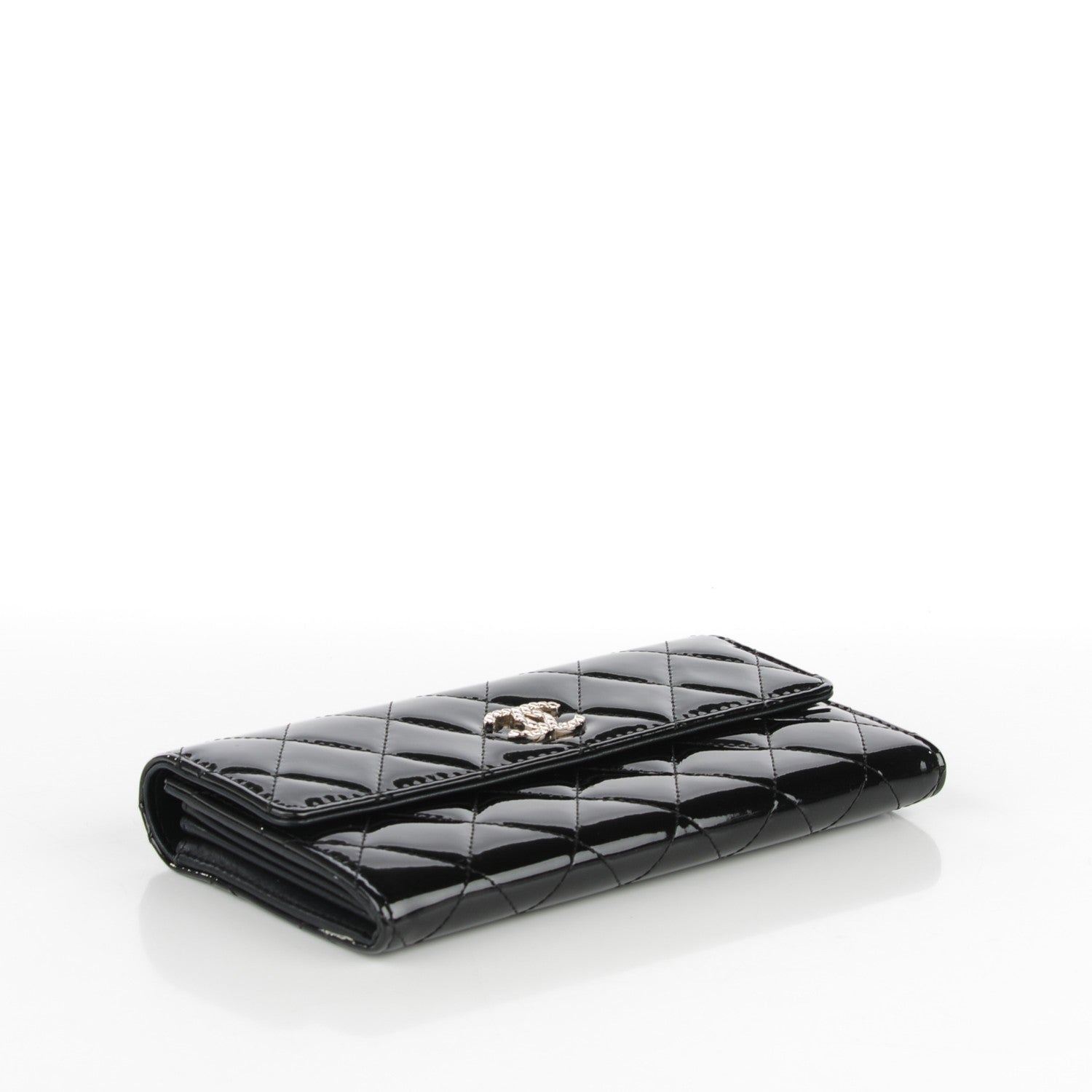 Chanel Patent Quilted Large Brilliant Flap Wallet Black 4 of 8