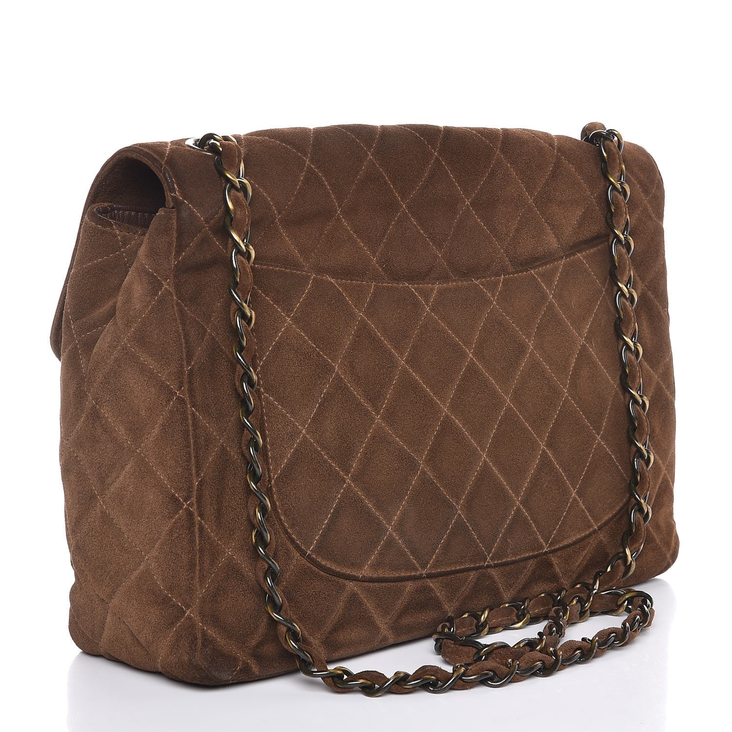 Chanel Suede Quilted Jumbo Single Flap Brown 3 of 9