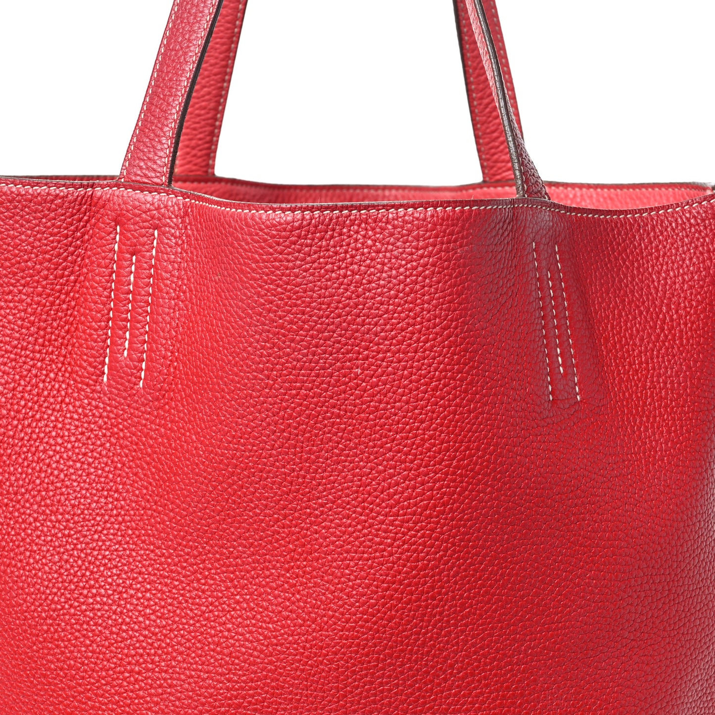 Taurillon Clemence Double Sens Reversible Tote 36 Rubis Bougainvillea