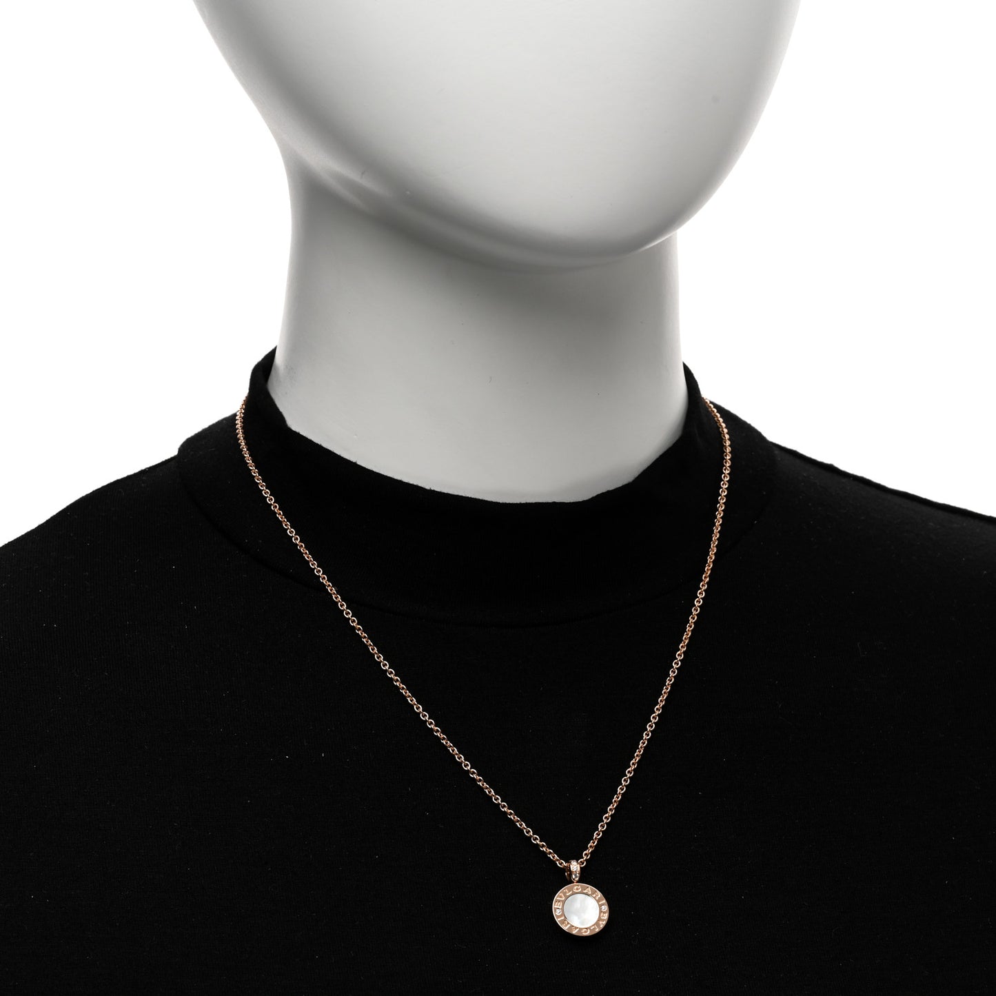 18K Rose Gold Diamond Black Onyx Mother of Pearl BVLGARI BVLGARI Pendant Necklace