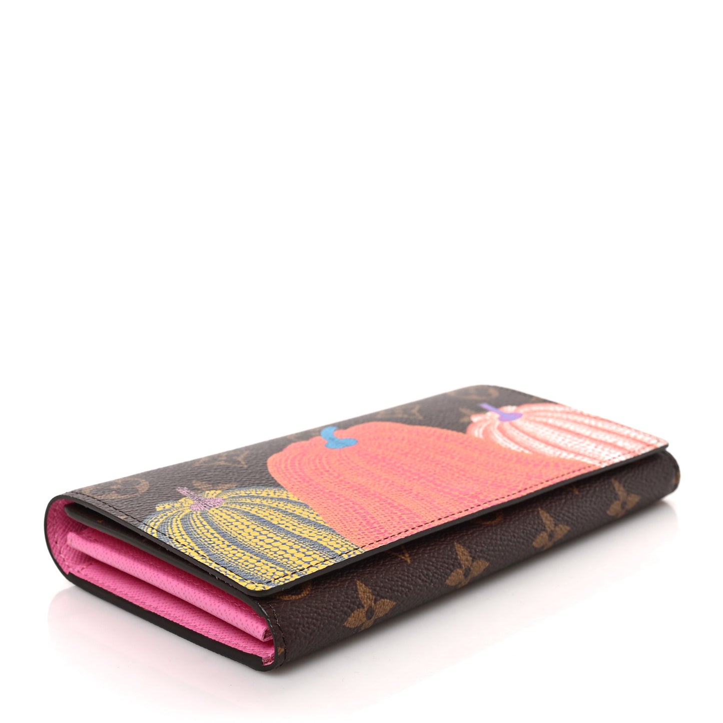LV X YK Monogram Kusama Pumpkin Sarah Wallet