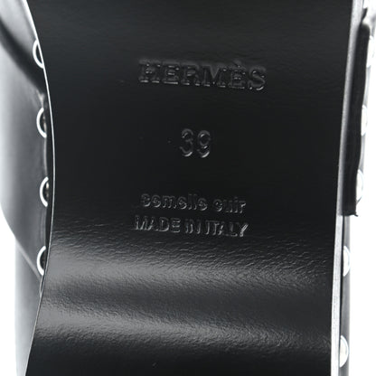 Hermes Calfskin Calya Mules 39 Black 5 of 5