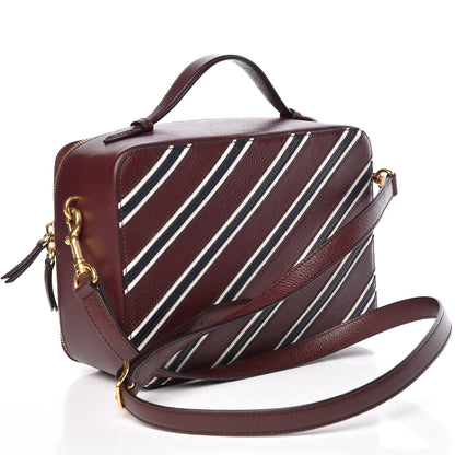 Mulberry Shiny Smooth Lambskin Stripe Patchwork Cherwell Square Shoulder Bag Burgundy Midnight White 3 of 9
