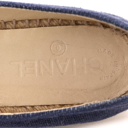 Chanel Denim Toile CC Espadrilles 38 Navy Black 9 of 10