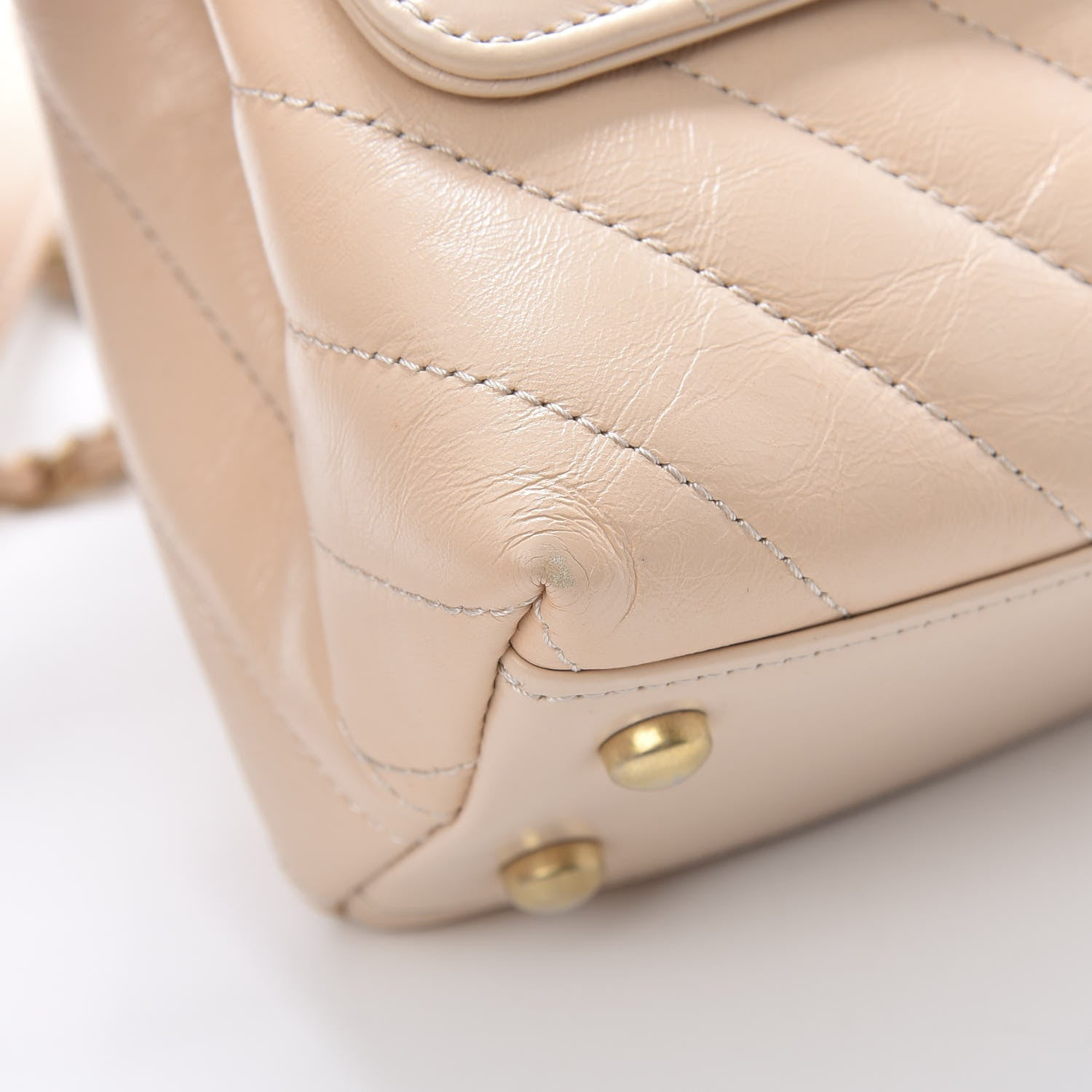 Chanel Calfskin Chevron Quilted Mini Coco Handle Flap Beige 11 of 15