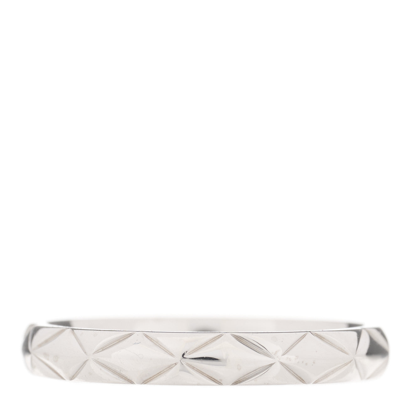 Chanel Platinum Diamond Small Matelasse Ring 48 4.5 3 of 7