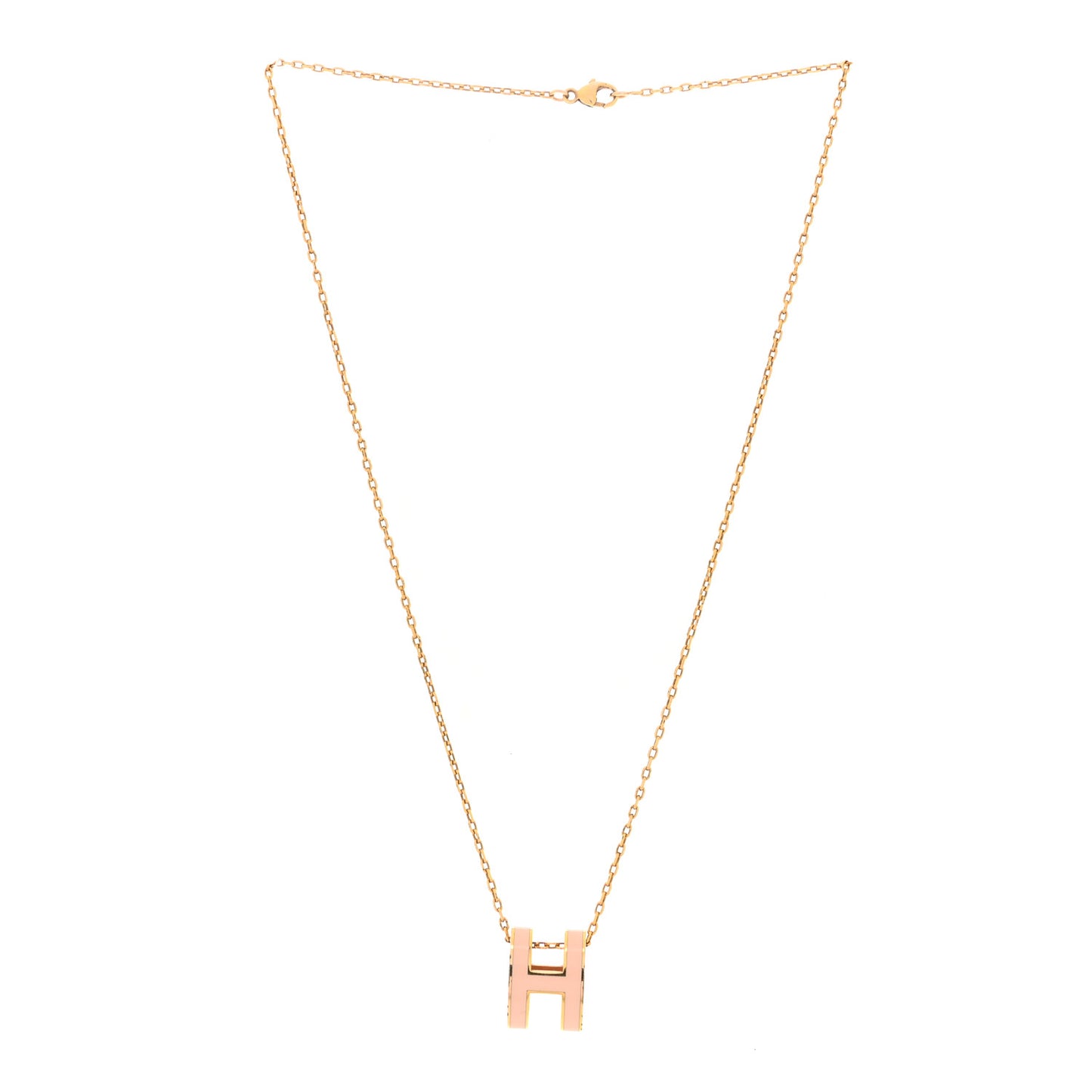 Lacquered Gold Pop H Pendant Necklace Rose Dragee