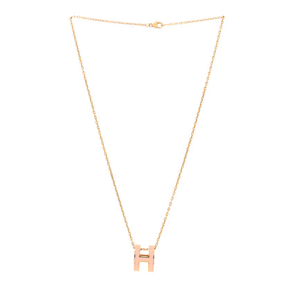 Hermes Lacquered Gold Pop H Pendant Necklace Rose Dragee 3 of 7