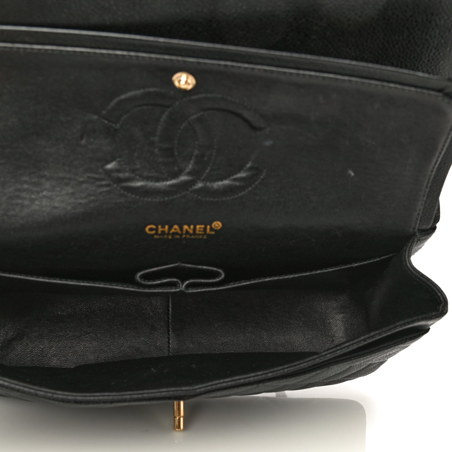 Caviar Quilted Small Double Flap Black
