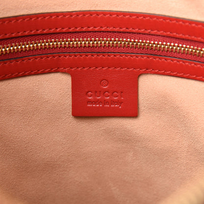 Gucci Apollo Calfskin GG Dadini Embroidered Chain Hobo Hibiscus Red 5 of 9