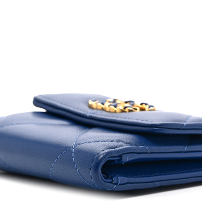Chanel Goatskin Quilted Chanel 19 Small Flap Wallet  Blue 12 of 13