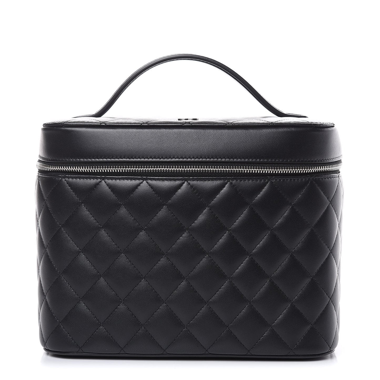Lambskin Quilted Small Vanity Pouch Black