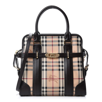 Burberry Haymarket Check Medium Minford Portrait Tote Chocolate 1 of 11