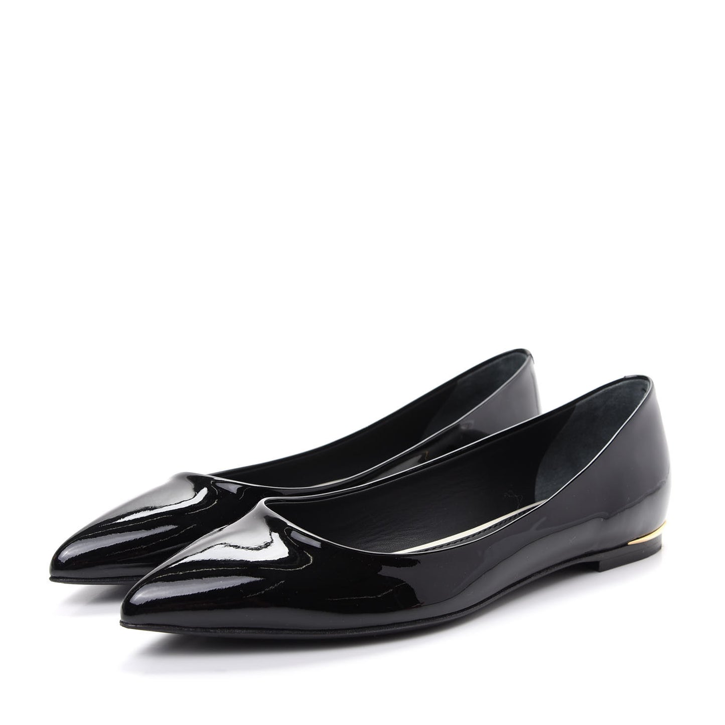 Patent Calfskin Eyeline Ballerina Flats 38 Black