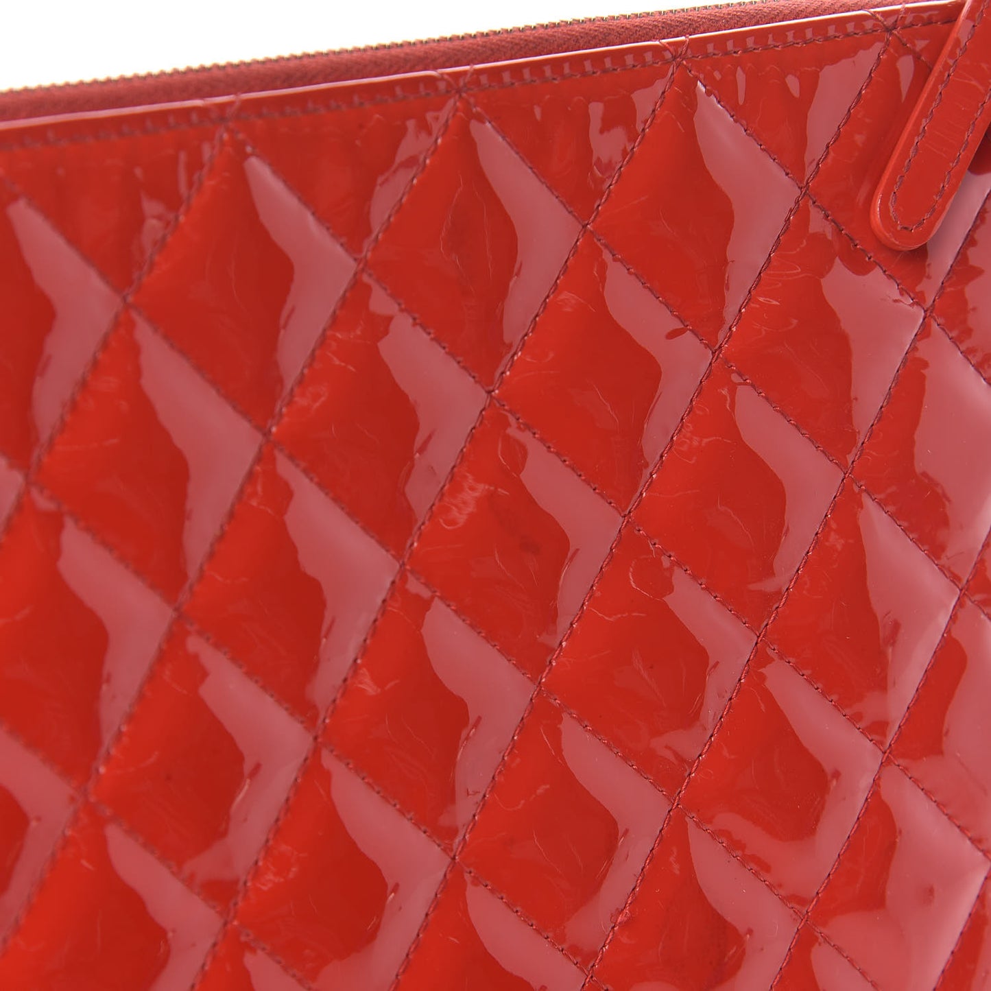 Patent Calfskin Quilted Valentine Hearts Medium Cosmetic Case Red