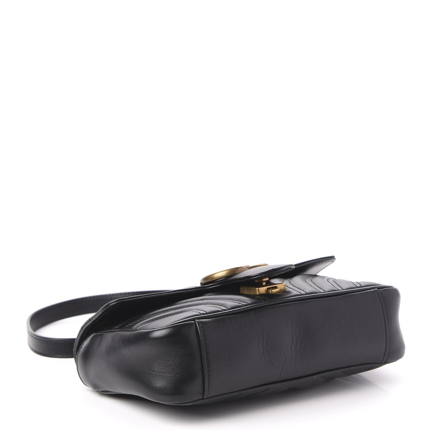 Gucci Calfskin Matelasse Mini GG Marmont Shoulder Bag Black 4 of 14