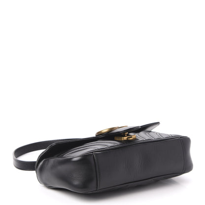 Gucci Calfskin Matelasse Mini GG Marmont Shoulder Bag Black 4 of 14