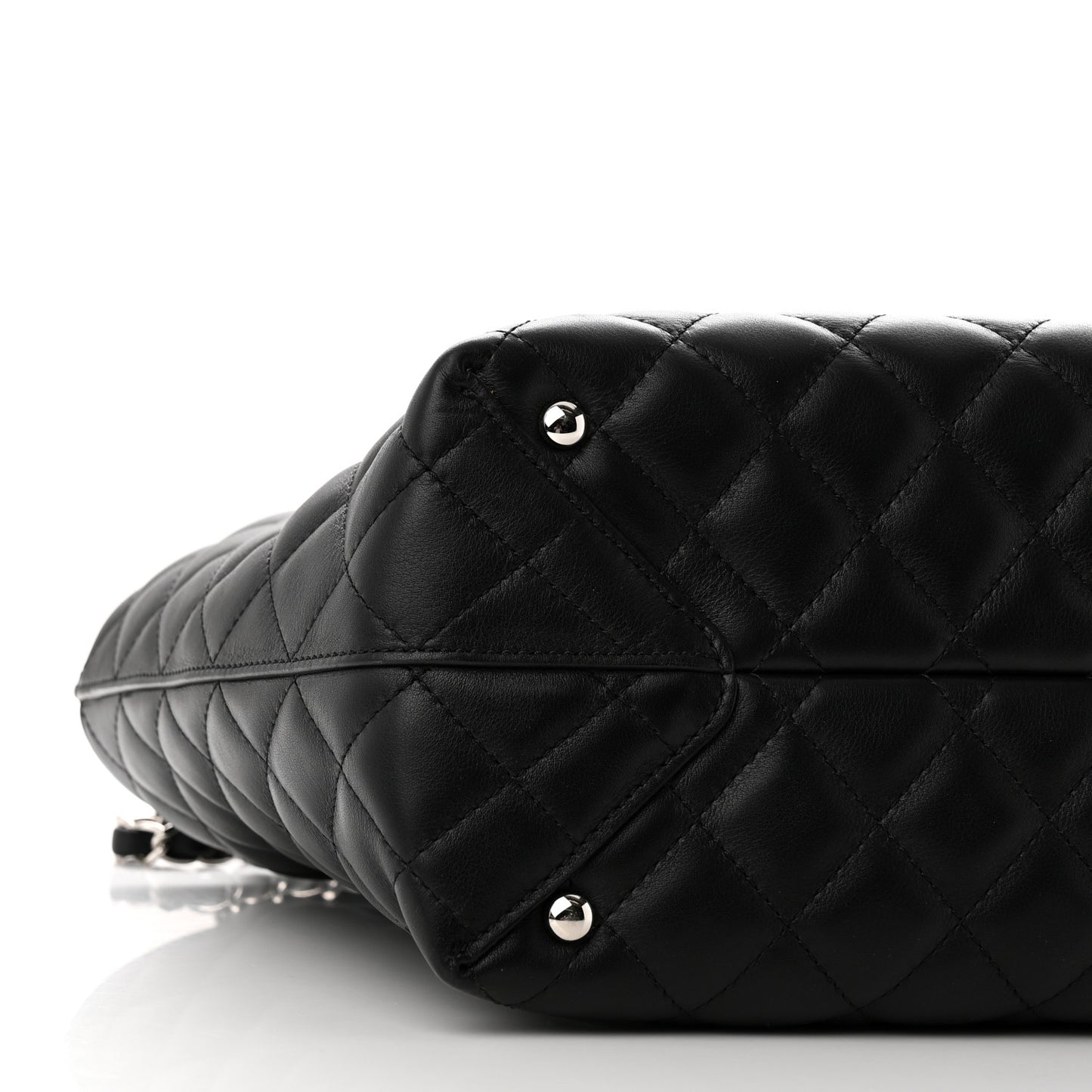 Calfskin Quilted Large Shopping Tote Black
