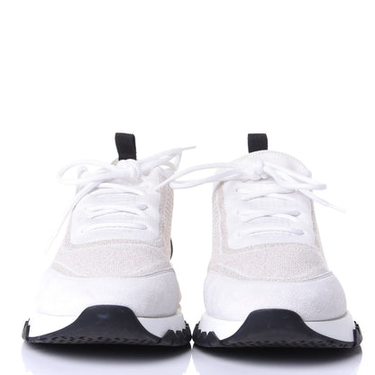 Hermes Technical Canvas Goatskin Womens Addict Sneakers 39 Multicolor Rose Dore 2 of 11