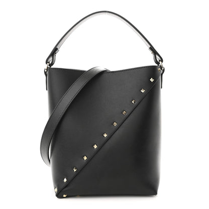 Valentino Garavani Calfskin Rockstud Wispy Bucket Bag Black 1 of 10