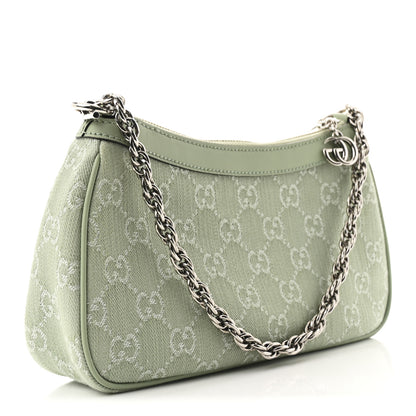 Gucci Denim GG Monogram Calfskin Small Shoulder Bag Pale Green 2 of 9