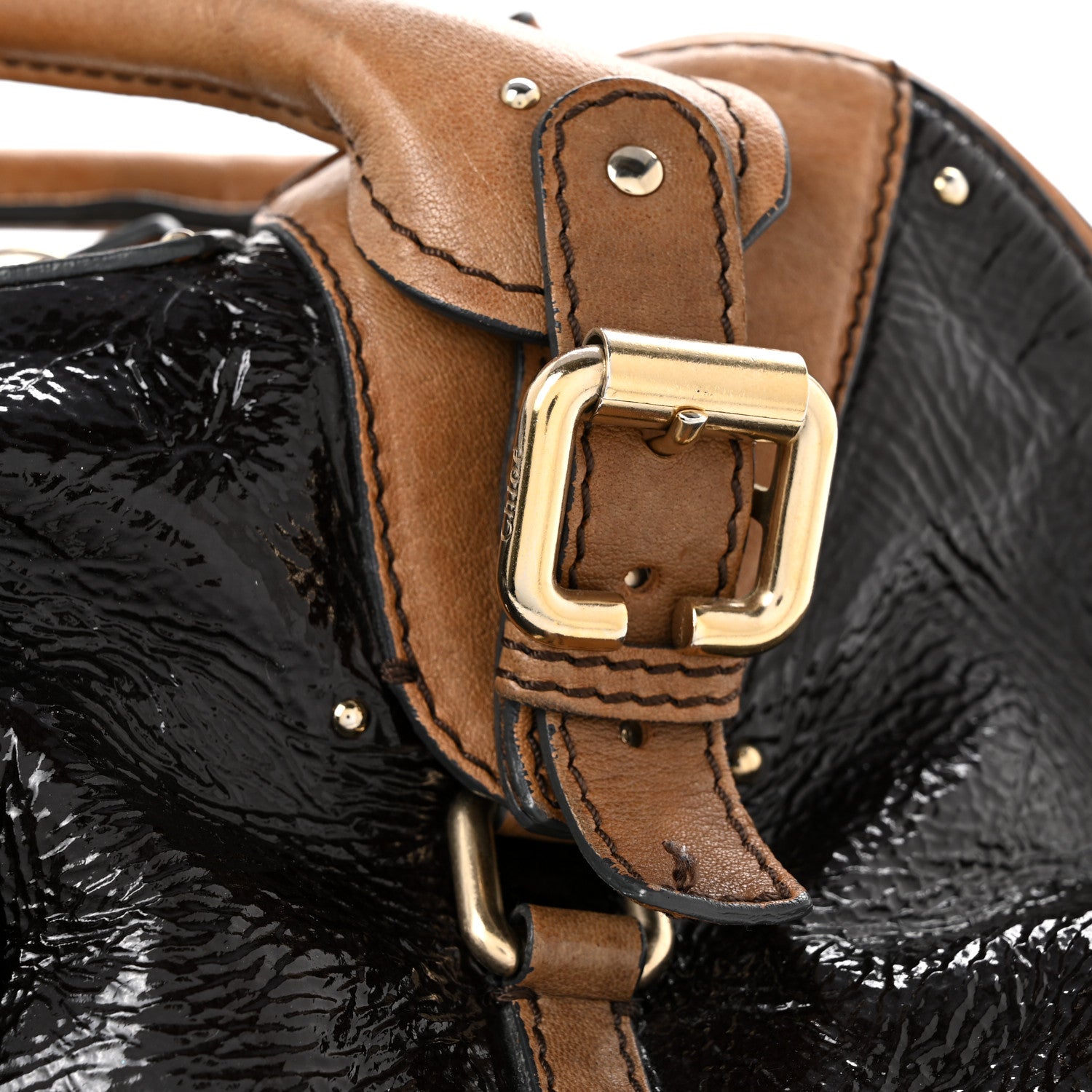 Chloe Patent Lambskin Medium Paddington Satchel Dark Brown 1883639