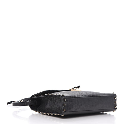 Valentino Garavani Pebbled Calfskin Medium Rockstud Flip Lock Crossbody Bag Black 4 of 14