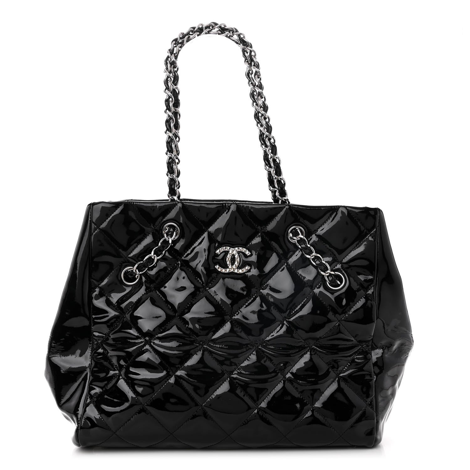 Chanel Patent Quilted Large Cells Tote Black Black 1 of 9