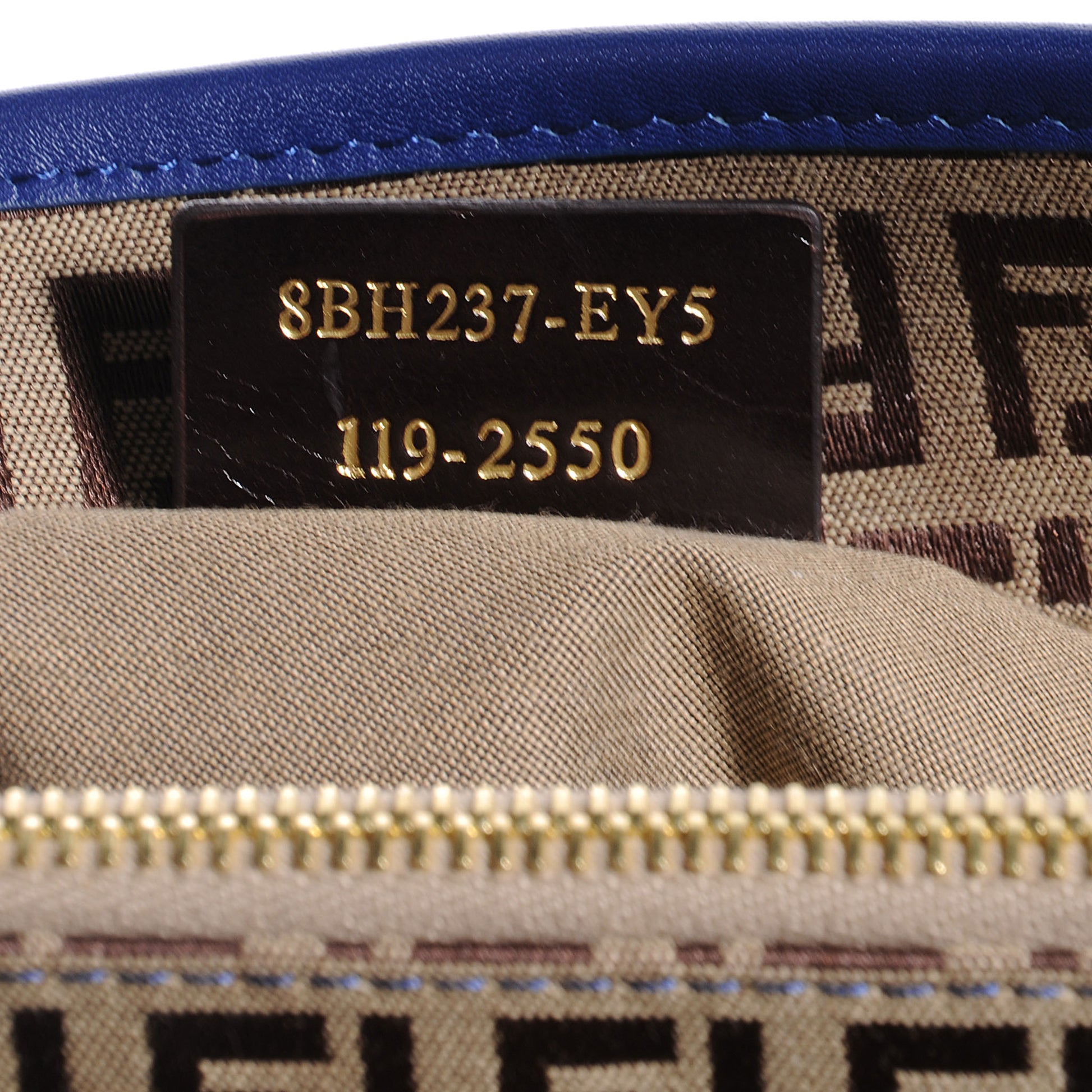 Fendi Zucchino Vitello Small Tote Mogano Panna Blue 9 of 9