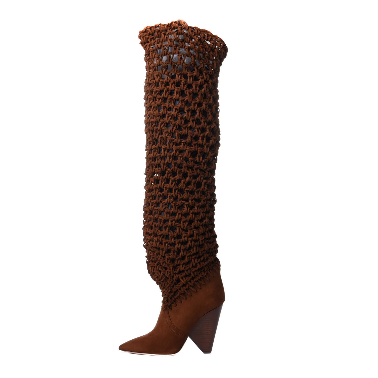 Saint Laurent Suede Twine Soho Niki 105 Thigh High Boots 38 Light Land 1 of 8