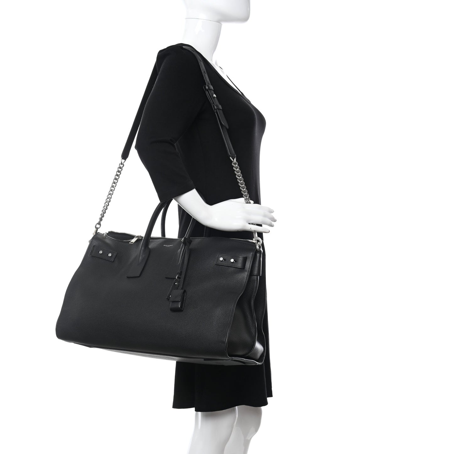 Grained Calfskin Medium Souple Sac De Jour Duffle Black