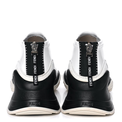 Fendi Vernice High-Tech Womens FFluid Zip Up Sneakers 38 White Black 5 of 10