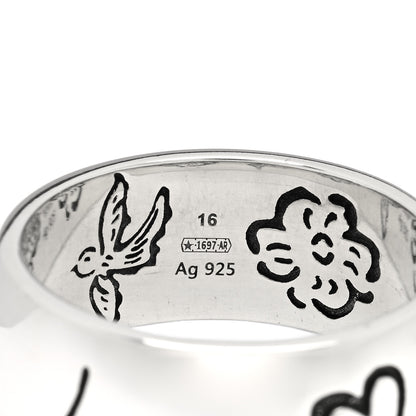 Gucci Sterling Silver Wide Blind for Love Band Ring 55 7.25 4 of 4
