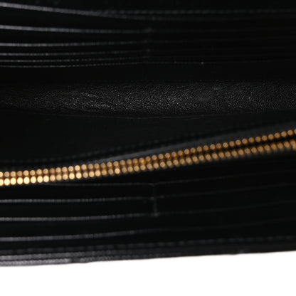 Saint Laurent Grain De Poudre Matelasse Chevron Monogram Chain Wallet Black 5 of 9