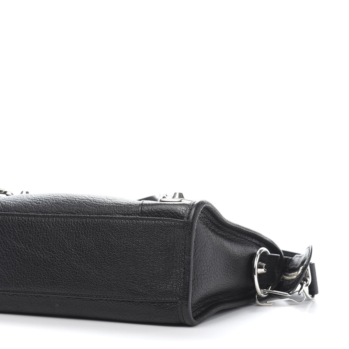 Chevre Silver Metallic Edge Hardware Mini City Black