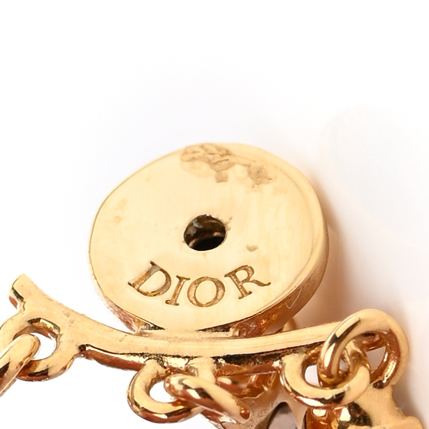 Christian Dior Pearl Crystal Dio(r)evolution Earrings Aged Gold 4 of 4