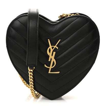 Saint Laurent Lambskin Matelasse Chevron Monogram Small Love Heart Chain Bag Black 1 of 11