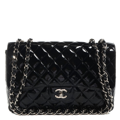 Chanel Distressed Patent Jumbo Single Flap Black 1 of 9