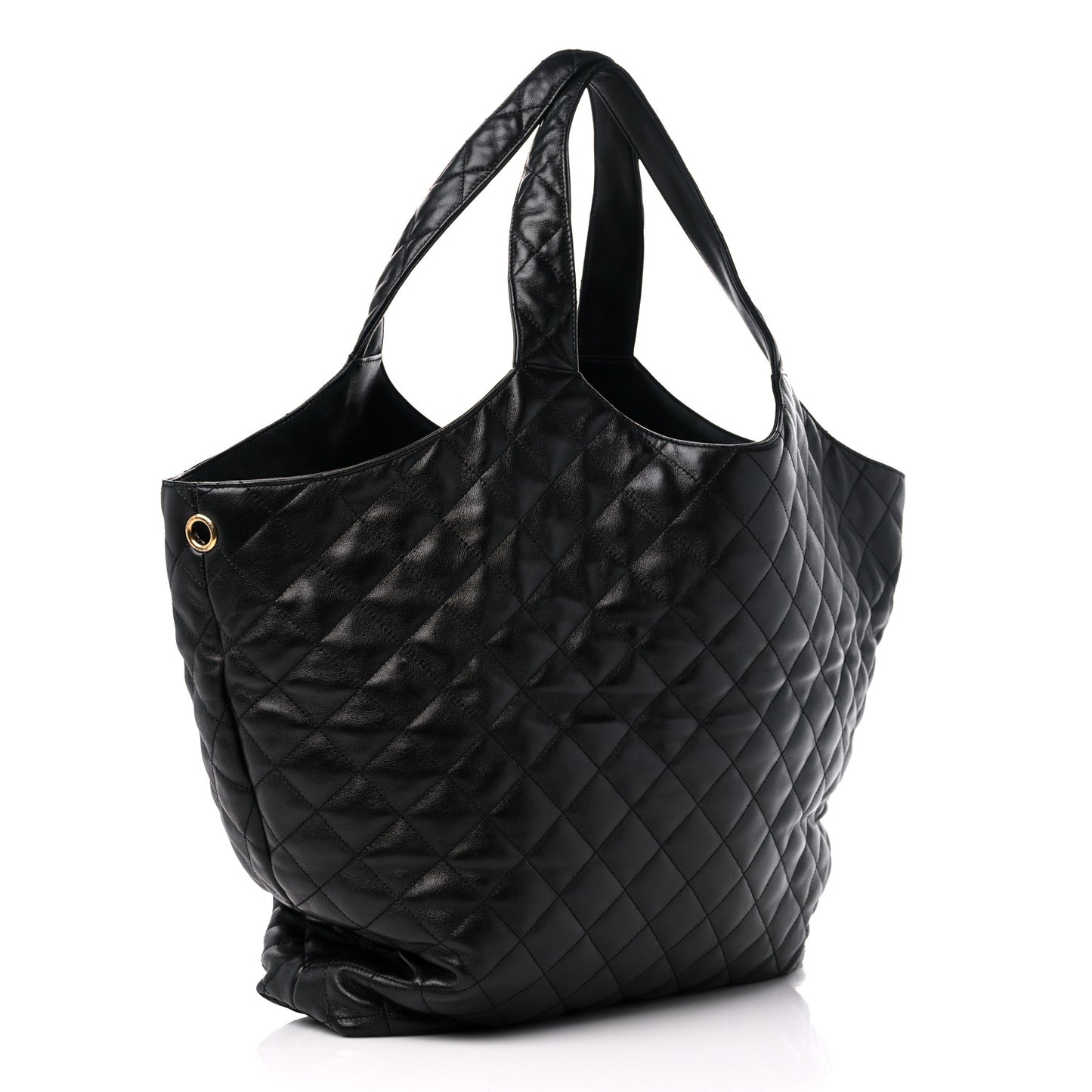 Lambskin Quilted Maxi Icare Shopping Tote Black