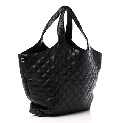 Saint Laurent Lambskin Quilted Maxi Icare Shopping Tote Black 4 of 10