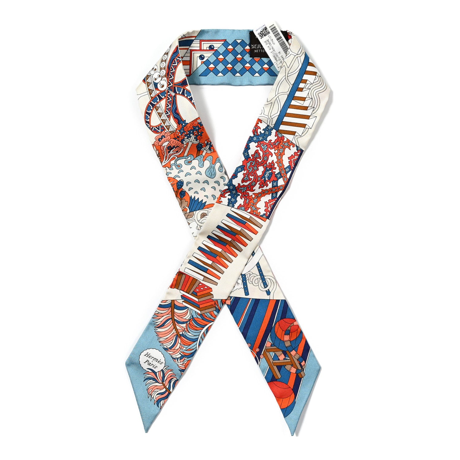 Hermes Silk De l'Ombrelle Aux Duels Twilly Bleu 1 of 5