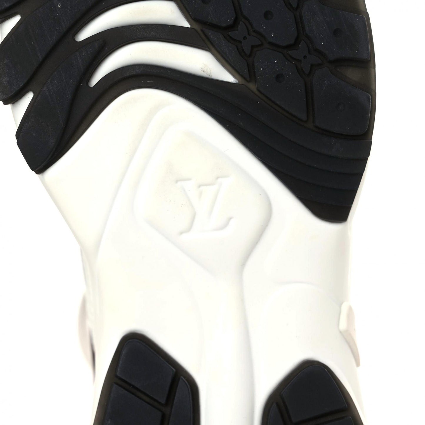 LOUIS VUITTON Monogram Calfskin Run 55 Sneakers 37.5 White
