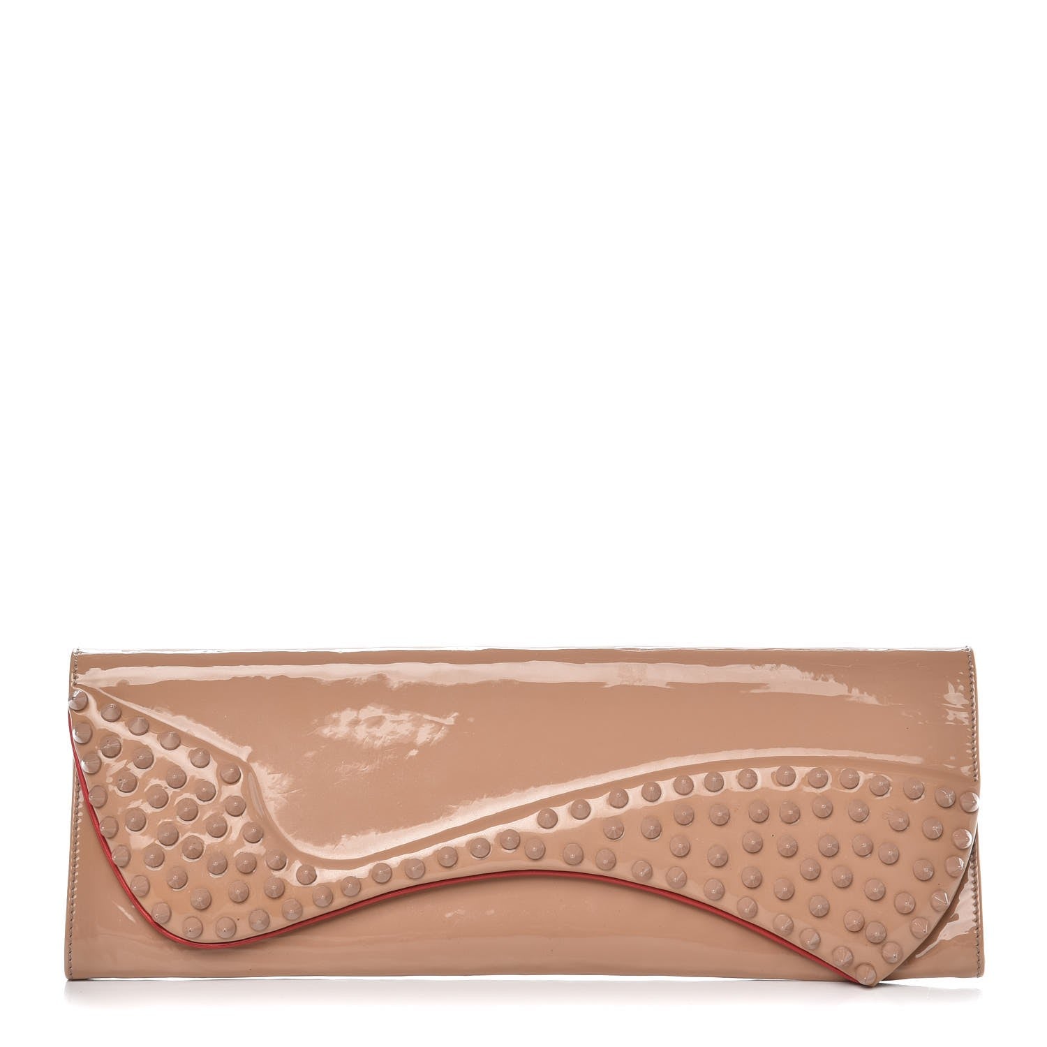 Christian Louboutin Patent Spikes Pigalle Clutch Nude 1 of 8